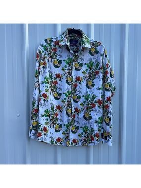 Hawes & Curtis London Piccadilly Stretch Floral BoHo Botanical Button-Down Shirt